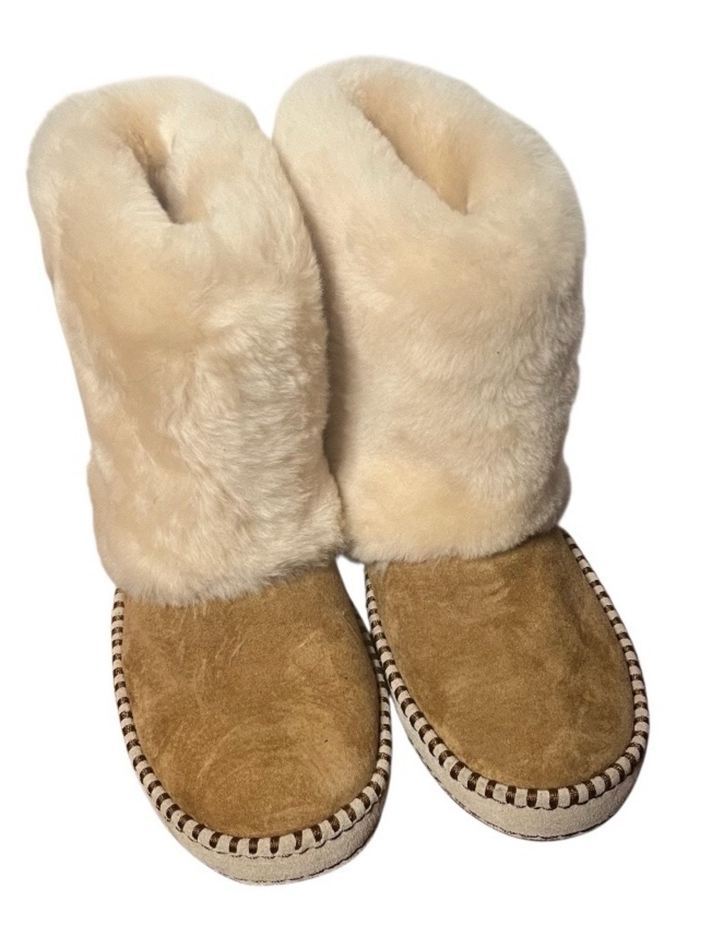 UGG PURE Kestrel Shearling Suede Boots Cream Chestnut Womens Size 7 - Picture 3 of 9